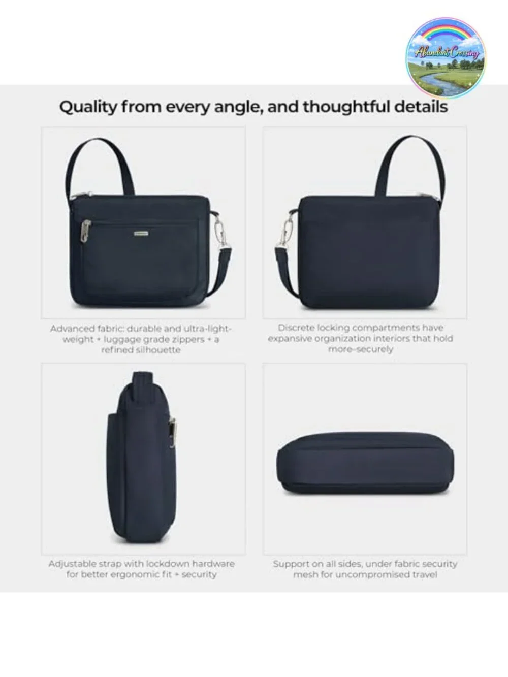 Anti-Theft RFID Blocking Crossbody Bag Adjustable Strap Travel
